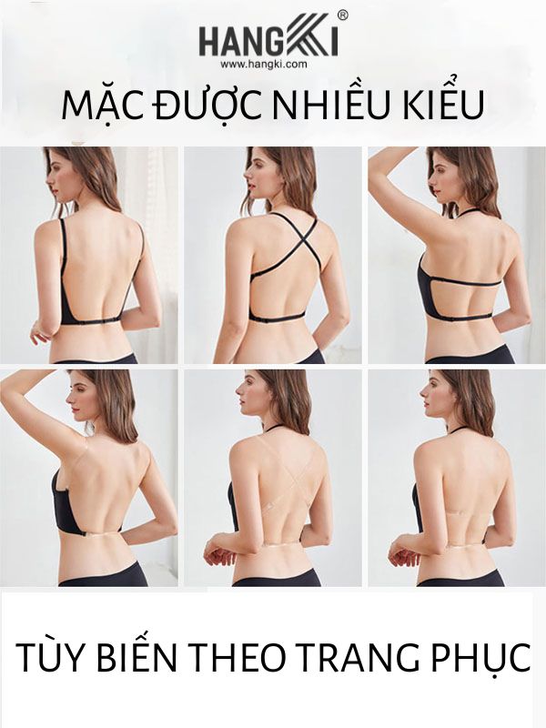 Áo ngực dây trong đa cách mặc Hangki cho váy hở lưng, tùy chỉnh dây đeo linh hoạt