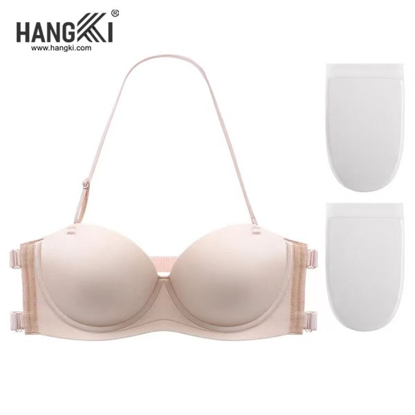 Áo ngực không dây màu nude HANGKI kèm dây đeo tháo rời và miếng dán nâng ngực