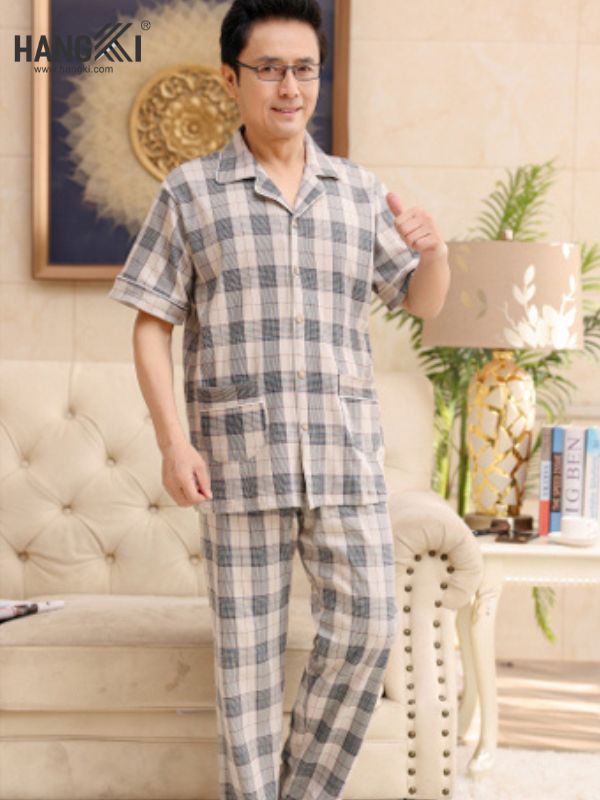 TC38 - Đồ Ngủ Pijama Nam Tay Cộc Quần Dài&nbsp;Cotton