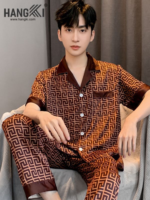 TC03 - Đồ Ngủ Pijama Nam Tay Cộc Quần Dài Lụa