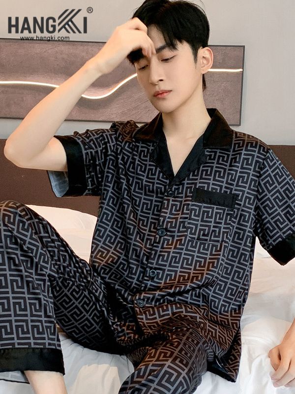 TC03 - Đồ Ngủ Pijama Nam Tay Cộc Quần Dài Lụa