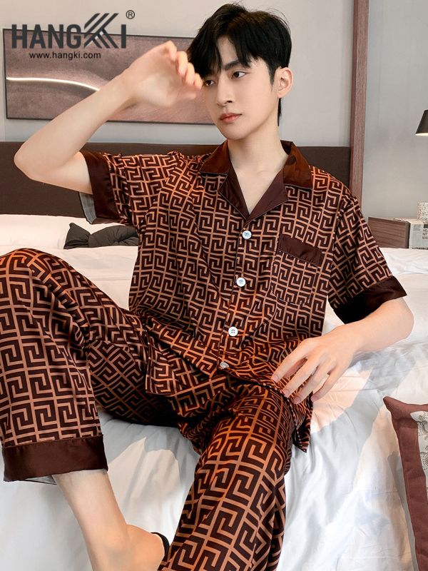 TC03 - Đồ Ngủ Pijama Nam Tay Cộc Quần Dài Lụa