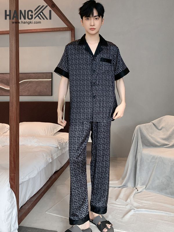 TC03 - Đồ Ngủ Pijama Nam Tay Cộc Quần Dài Lụa
