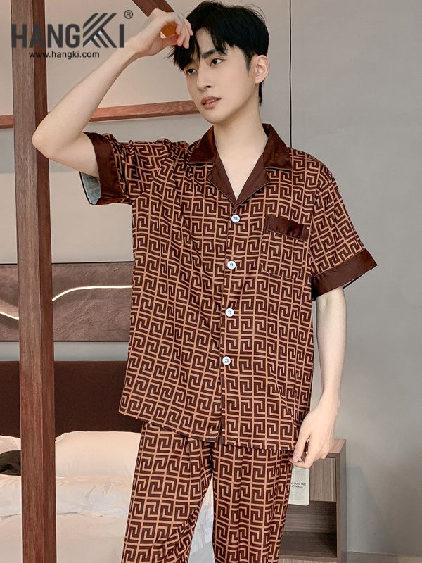 TC03 - Đồ Ngủ Pijama Nam Tay Cộc Quần Dài Lụa