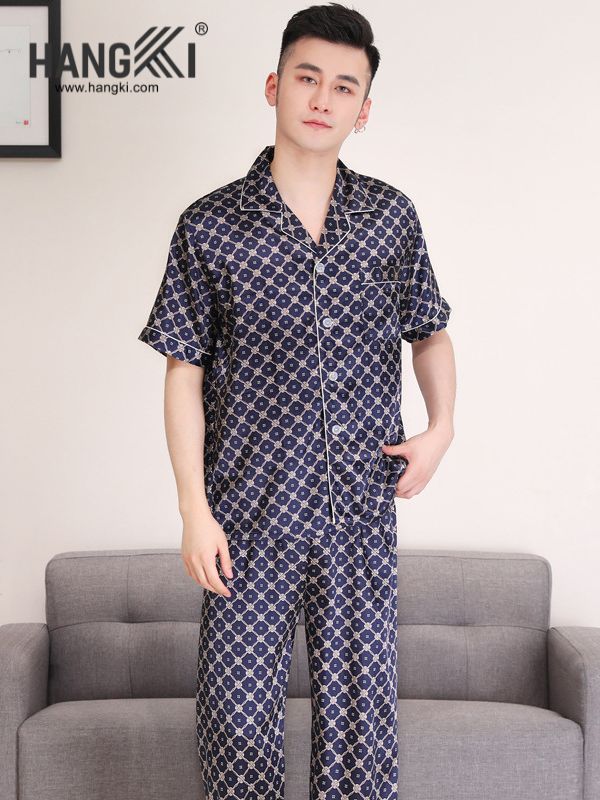 TC04 - Đồ Ngủ Pijama Nam Tay Cộc Quần Dài Lụa