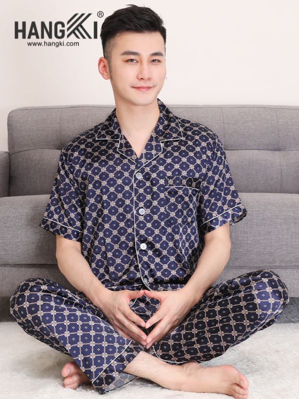 TC04 - Đồ Ngủ Pijama Nam Tay Cộc Quần Dài Lụa