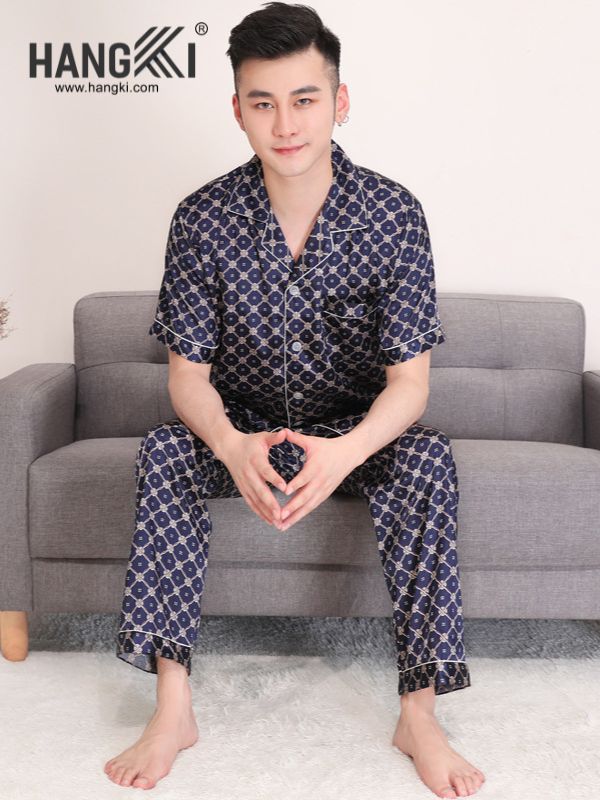 TC04 - Đồ Ngủ Pijama Nam Tay Cộc Quần Dài Lụa