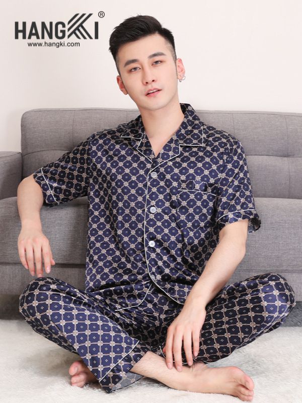 TC04 - Đồ Ngủ Pijama Nam Tay Cộc Quần Dài Lụa