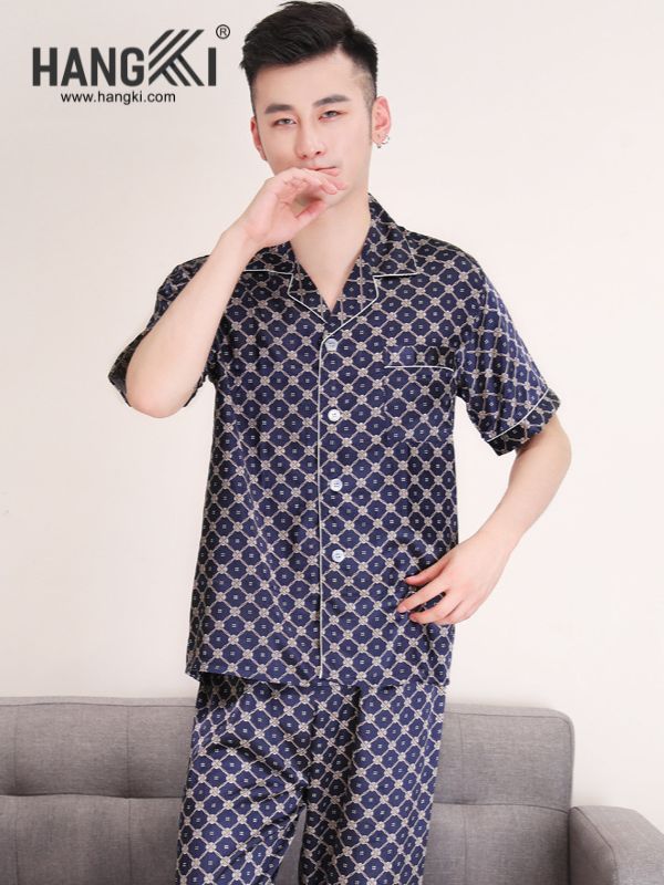 TC04 - Đồ Ngủ Pijama Nam Tay Cộc Quần Dài Lụa