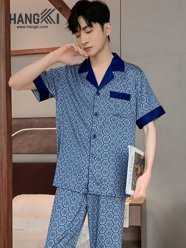 TC05 - Đồ Ngủ Pijama Nam Tay Cộc Quần Dài Lụa