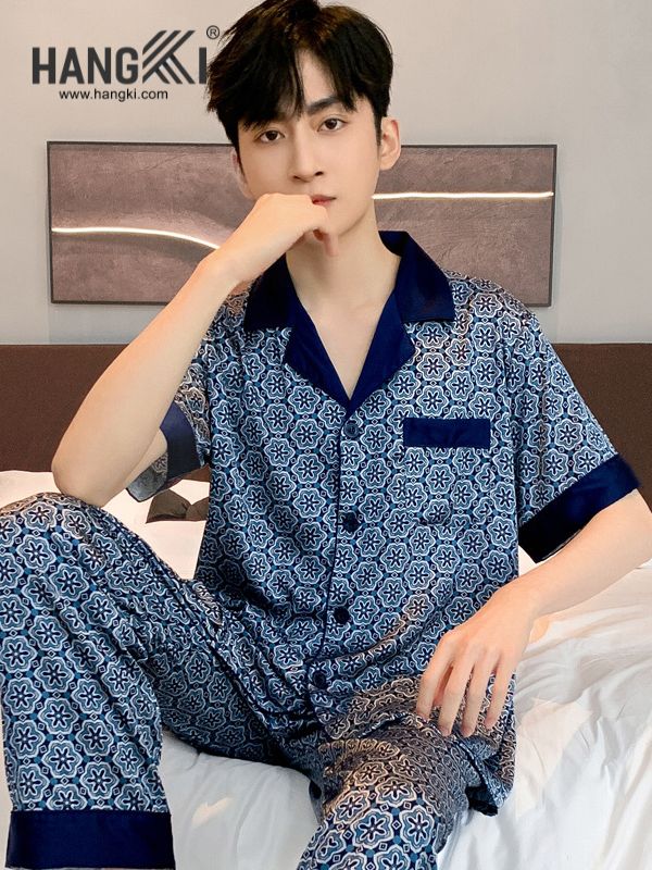 TC05 - Đồ Ngủ Pijama Nam Tay Cộc Quần Dài Lụa