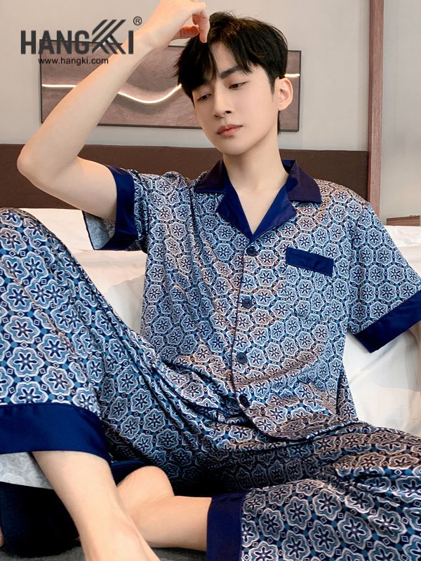 TC05 - Đồ Ngủ Pijama Nam Tay Cộc Quần Dài Lụa
