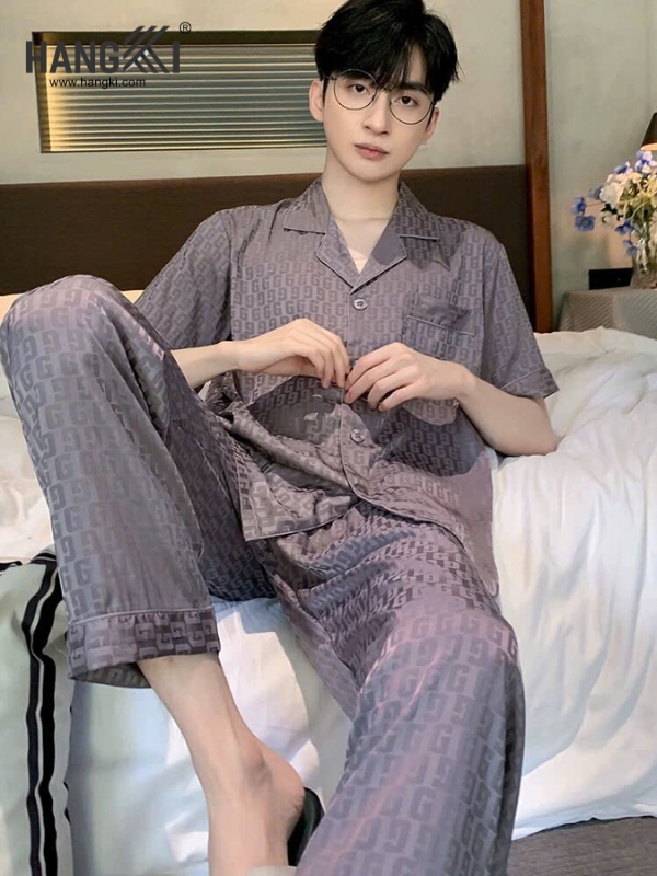 TC06 - Đồ Ngủ Pijama Nam Tay Cộc Quần Dài Lụa