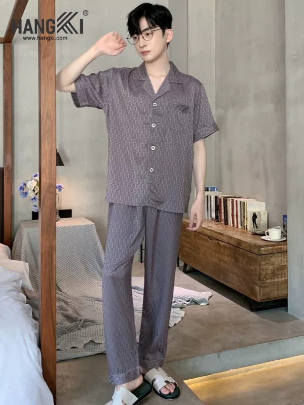 TC06 - Đồ Ngủ Pijama Nam Tay Cộc Quần Dài Lụa