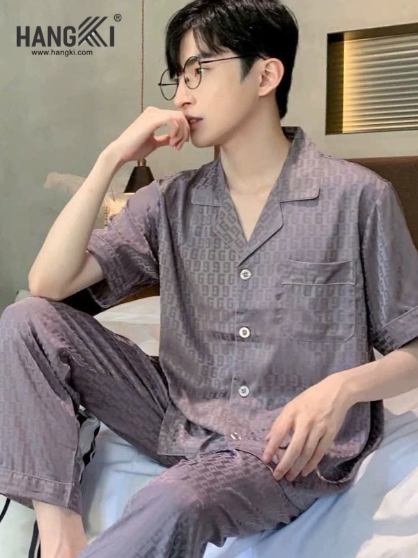 TC06 - Đồ Ngủ Pijama Nam Tay Cộc Quần Dài Lụa
