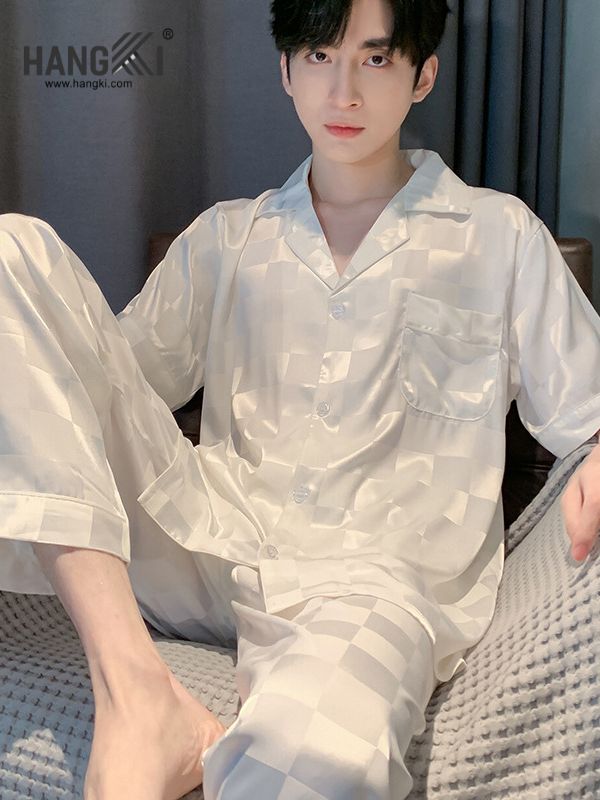 TC08 - Đồ Ngủ Pijama Nam Tay Cộc Quần Dài Lụa