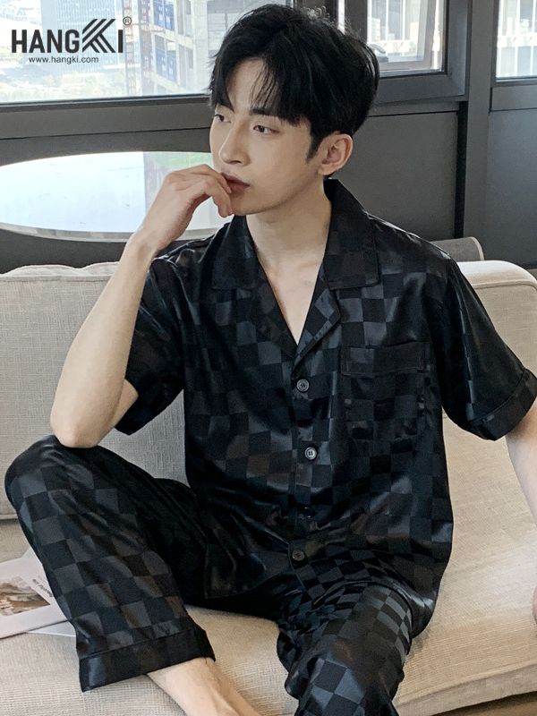 TC08 - Đồ Ngủ Pijama Nam Tay Cộc Quần Dài Lụa