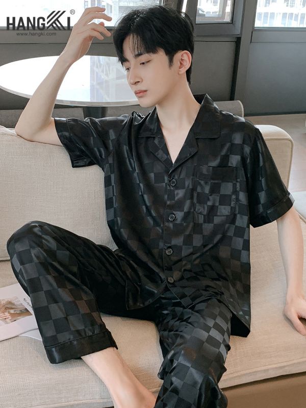 TC08 - Đồ Ngủ Pijama Nam Tay Cộc Quần Dài Lụa