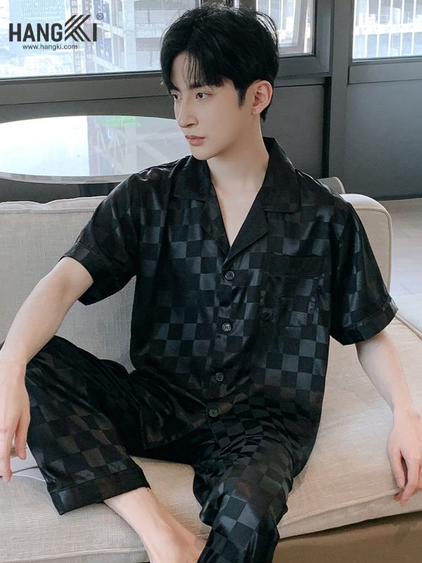 TC08 - Đồ Ngủ Pijama Nam Tay Cộc Quần Dài Lụa