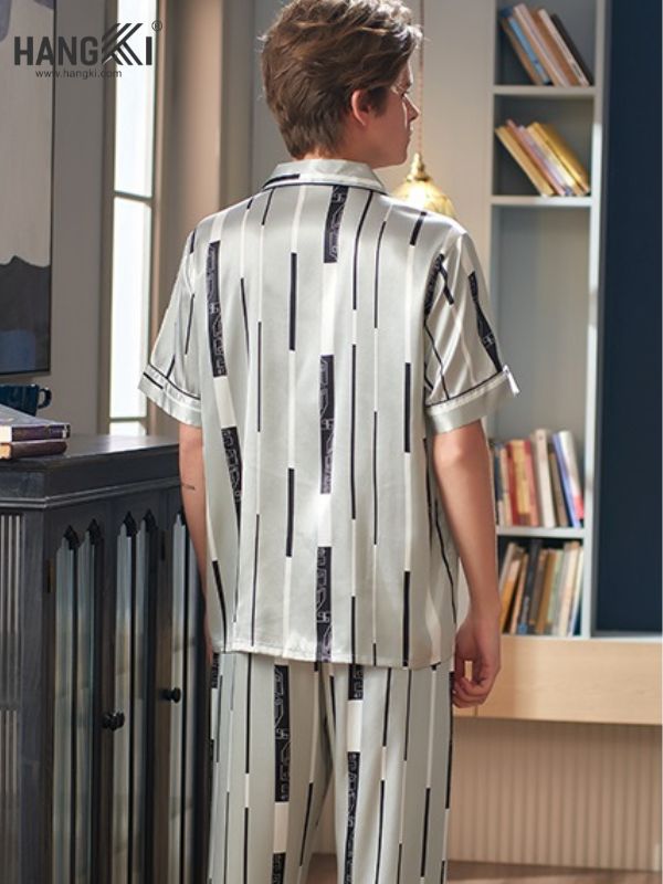 TC09 - Đồ Ngủ Pijama Nam Tay Cộc Quần Dài Lụa