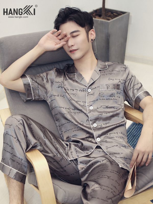 TC10 - Đồ Ngủ Pijama Nam Tay Cộc Quần Dài Lụa