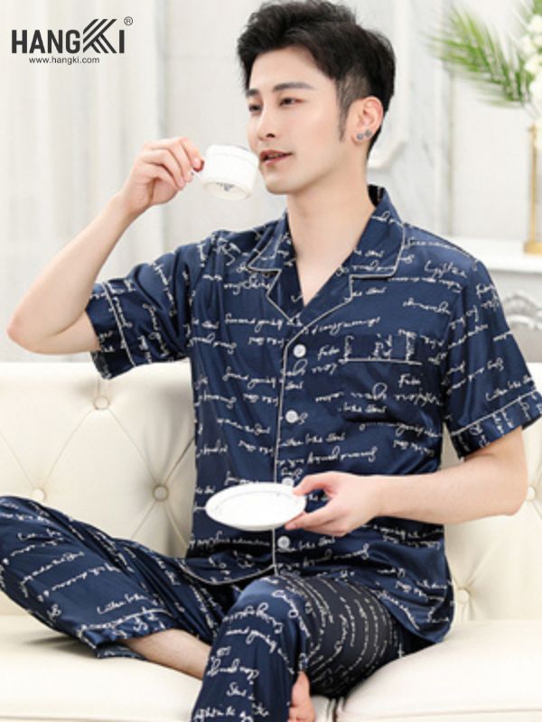 TC10 - Đồ Ngủ Pijama Nam Tay Cộc Quần Dài Lụa