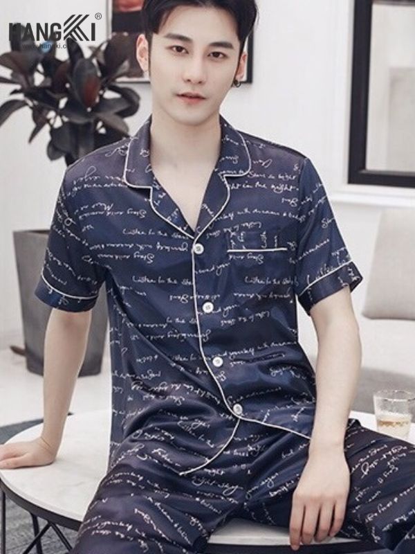 TC10 - Đồ Ngủ Pijama Nam Tay Cộc Quần Dài Lụa