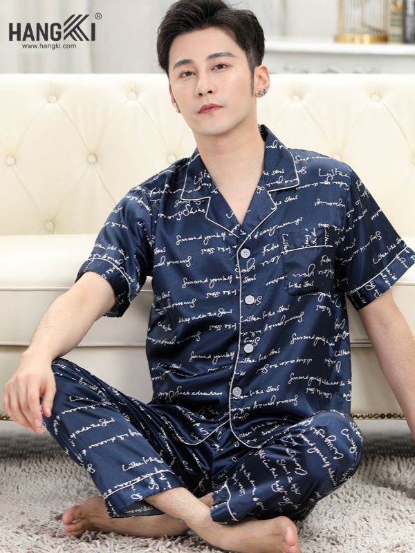 TC10 - Đồ Ngủ Pijama Nam Tay Cộc Quần Dài Lụa