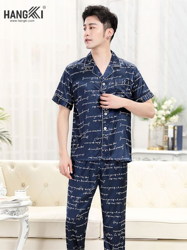 TC10 - Đồ Ngủ Pijama Nam Tay Cộc Quần Dài Lụa