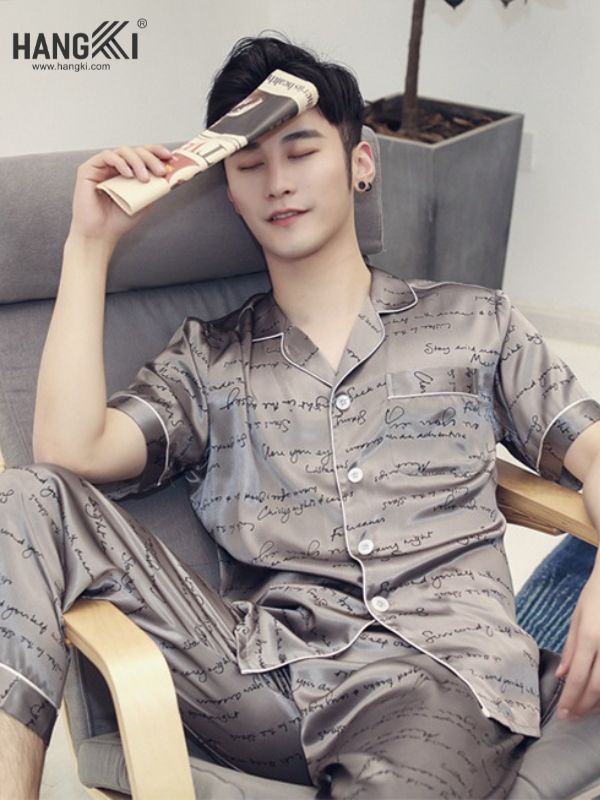 TC10 - Đồ Ngủ Pijama Nam Tay Cộc Quần Dài Lụa