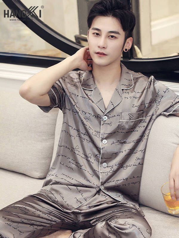 TC10 - Đồ Ngủ Pijama Nam Tay Cộc Quần Dài Lụa