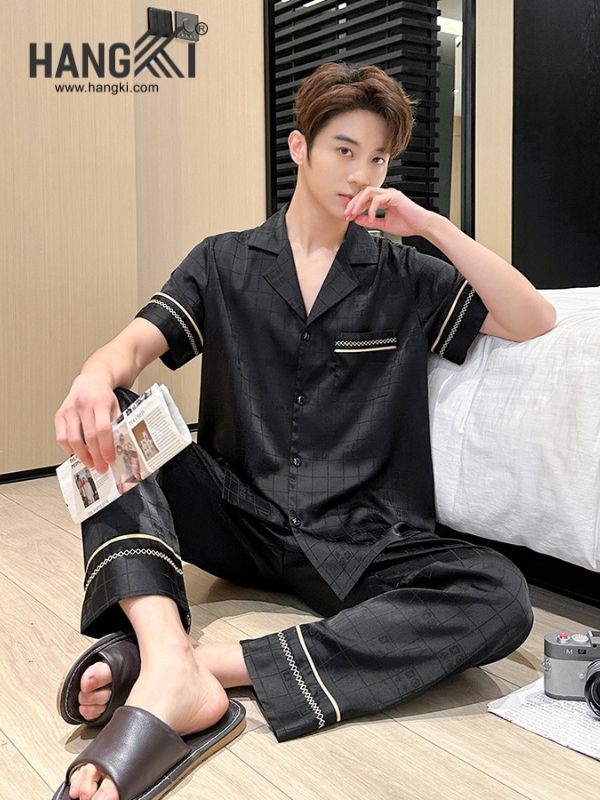 TC104 - Đồ Ngủ Pijama Nam Tay Cộc Quần Dài Lụa
