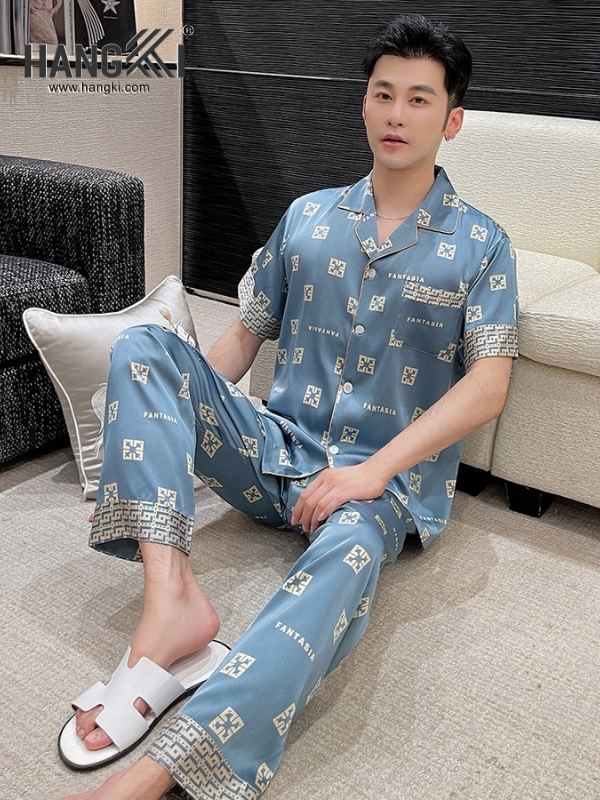 TC105 - Đồ Ngủ Pijama Nam Tay Cộc Quần Dài Lụa