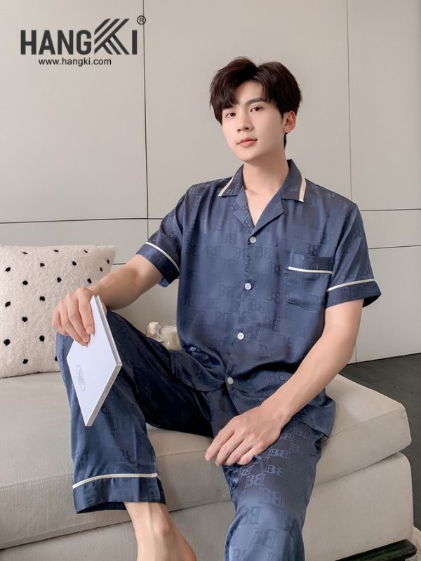 TC106 - Đồ Ngủ Pijama Nam Tay Cộc Quần Dài Lụa