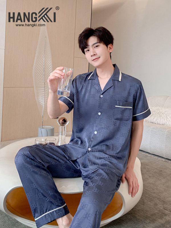 TC106 - Đồ Ngủ Pijama Nam Tay Cộc Quần Dài Lụa