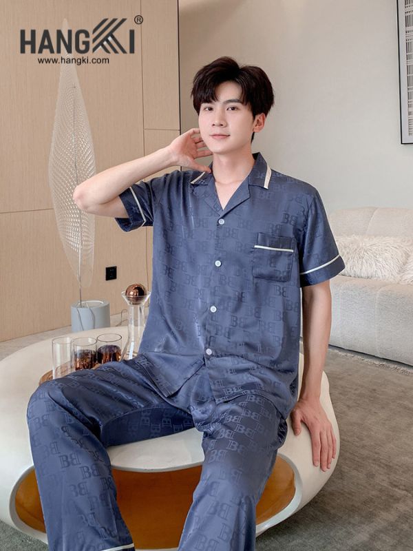 TC106 - Đồ Ngủ Pijama Nam Tay Cộc Quần Dài Lụa