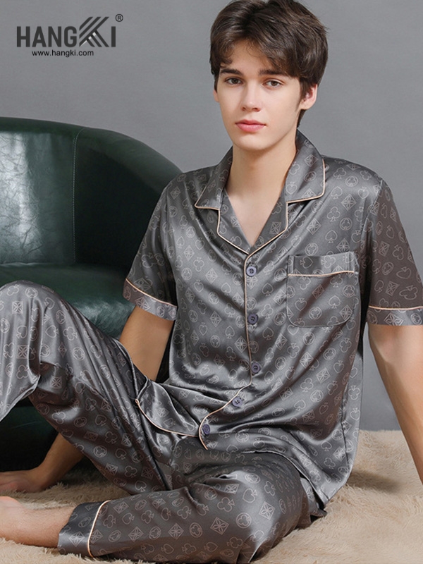 TC109 - Đồ Ngủ Pijama Nam Tay Cộc Quần Dài Lụa