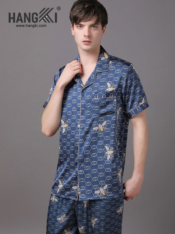 TC112 - Đồ Ngủ Pijama Nam Tay Cộc Quần Dài Lụa