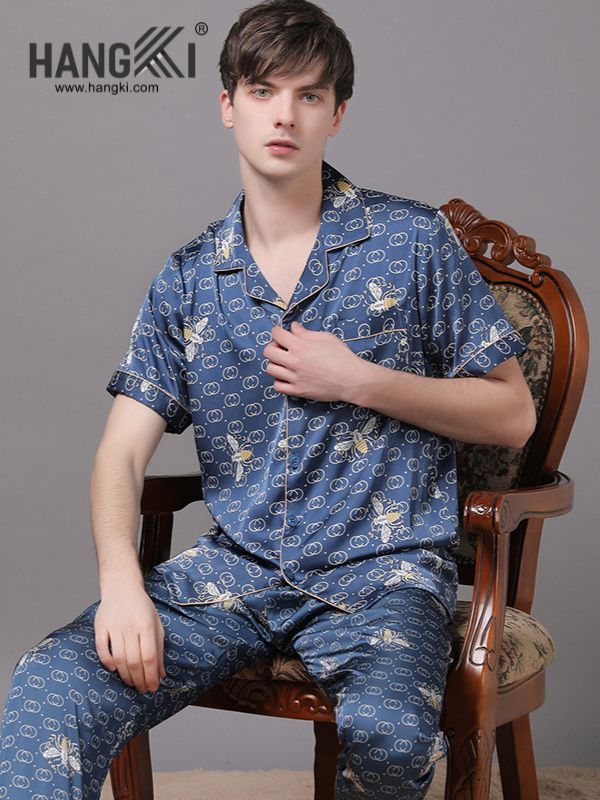 TC112 - Đồ Ngủ Pijama Nam Tay Cộc Quần Dài Lụa