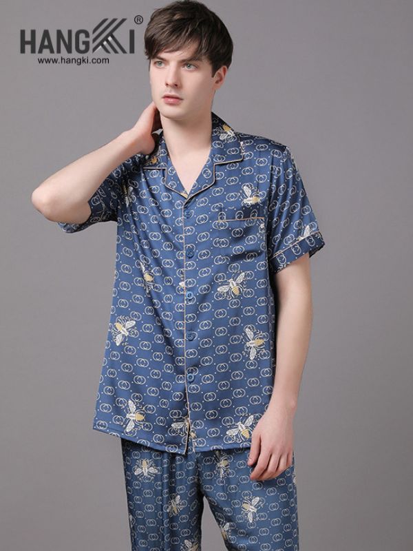 TC112 - Đồ Ngủ Pijama Nam Tay Cộc Quần Dài Lụa
