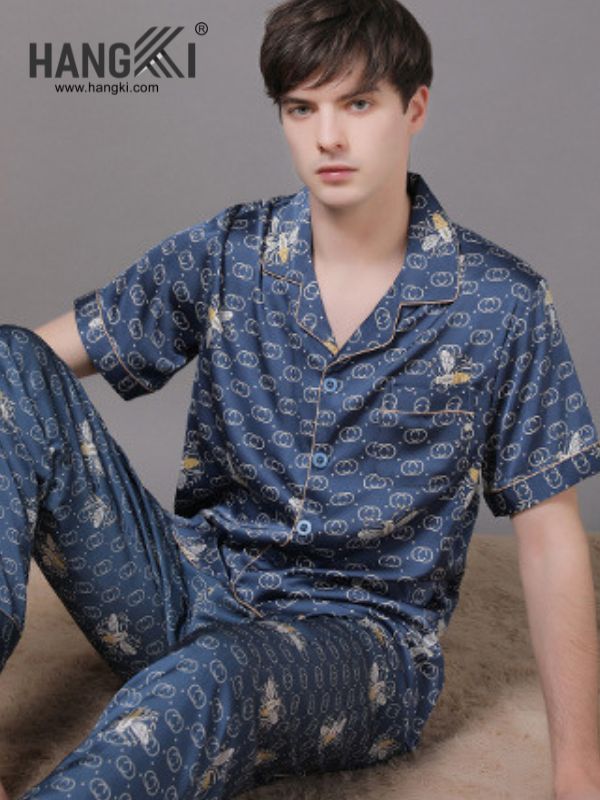 TC112 - Đồ Ngủ Pijama Nam Tay Cộc Quần Dài Lụa