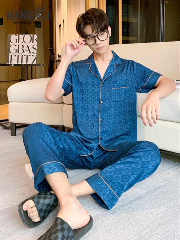 TC117 - Đồ Ngủ Pijama Nam Tay Cộc Quần Dài Lụa