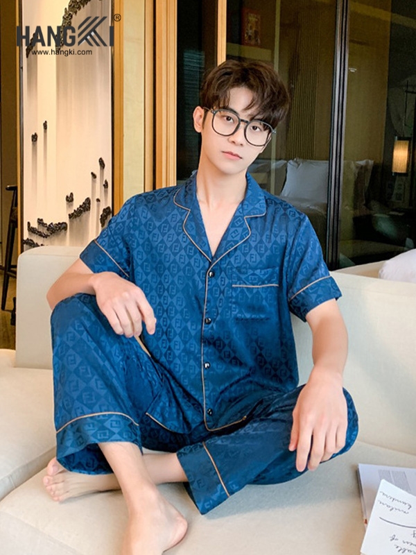TC117 - Đồ Ngủ Pijama Nam Tay Cộc Quần Dài Lụa