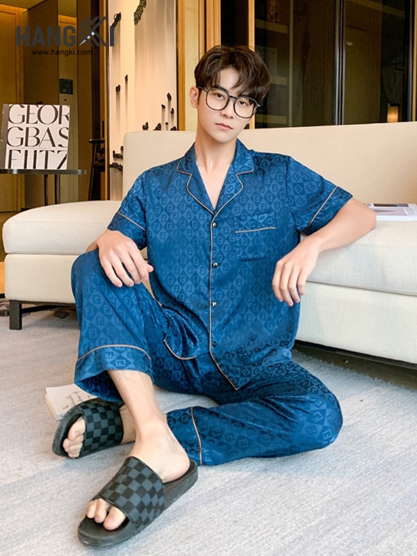 TC117 - Đồ Ngủ Pijama Nam Tay Cộc Quần Dài Lụa