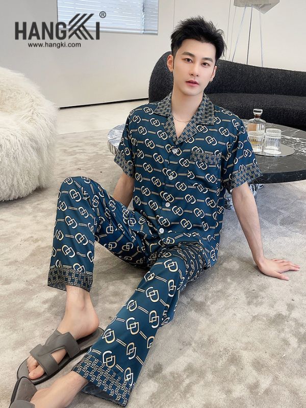 TC119 - Đồ Ngủ Pijama Nam Tay Cộc Quần Dài Lụa