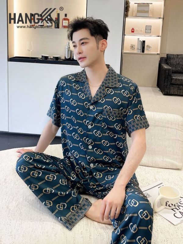 TC119 - Đồ Ngủ Pijama Nam Tay Cộc Quần Dài Lụa