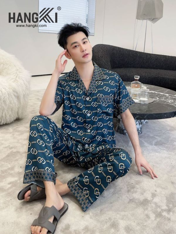 TC119 - Đồ Ngủ Pijama Nam Tay Cộc Quần Dài Lụa