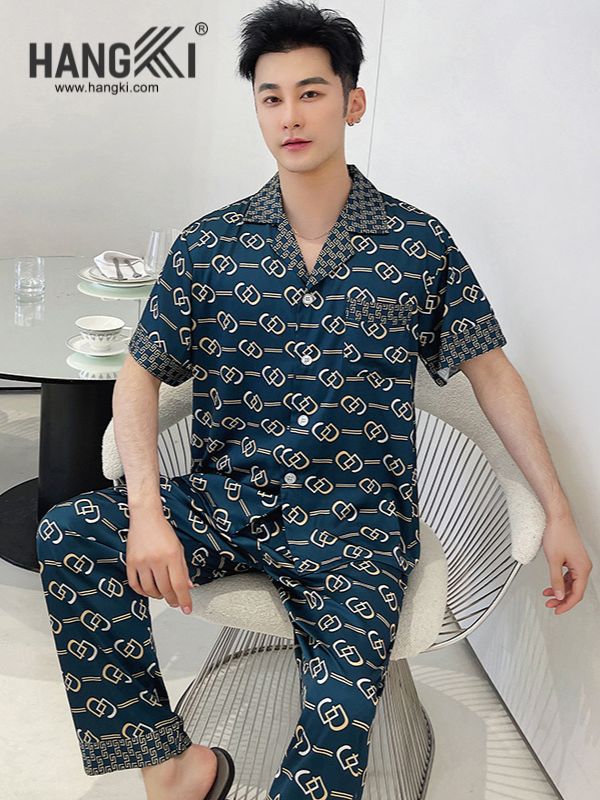 TC119 - Đồ Ngủ Pijama Nam Tay Cộc Quần Dài Lụa
