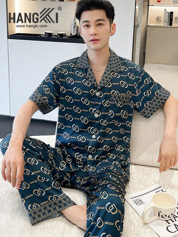 TC119 - Đồ Ngủ Pijama Nam Tay Cộc Quần Dài Lụa