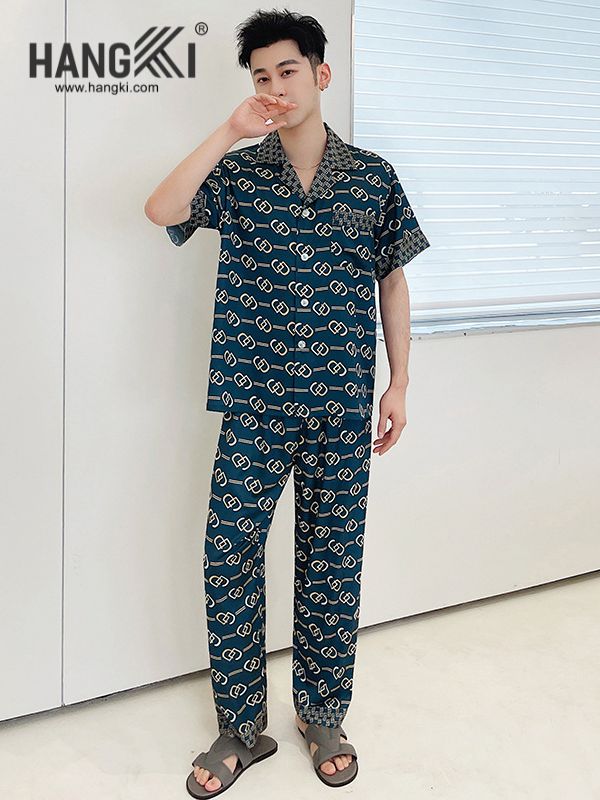 TC119 - Đồ Ngủ Pijama Nam Tay Cộc Quần Dài Lụa